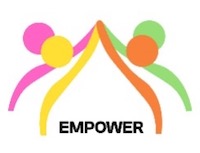 four pink, orange, yellow and green strands branching downward with "empower" black text below