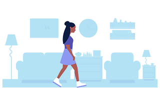 Icon: Girl walks down street