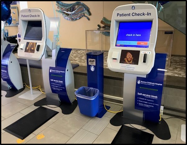 A check-in kiosk at Boston Children's Hospital