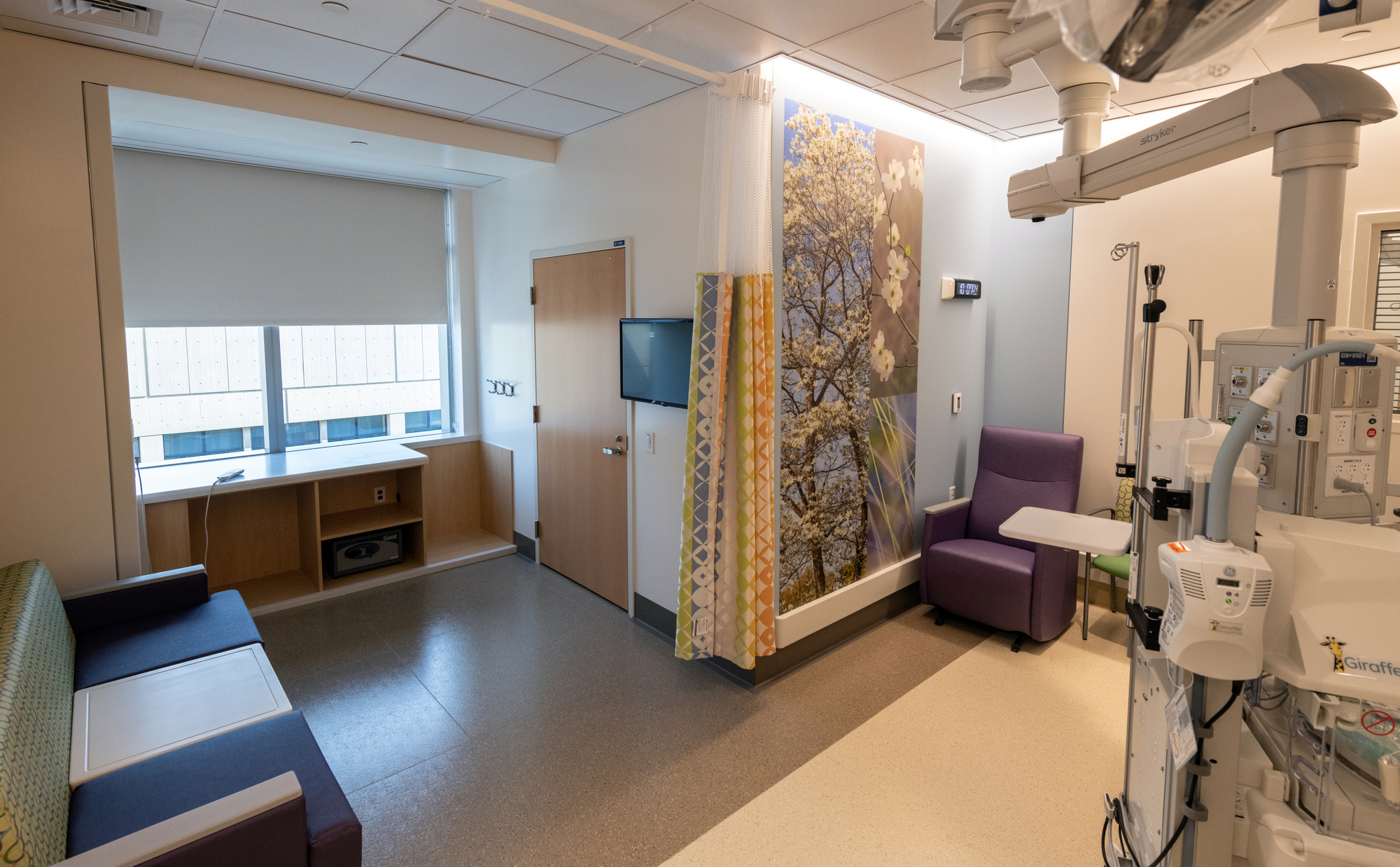 Patient room inside Hale Family Building
