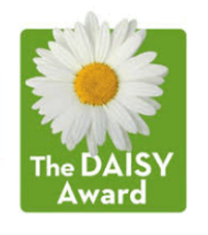 Logo with text: The Daisy Award, with image of a daisy