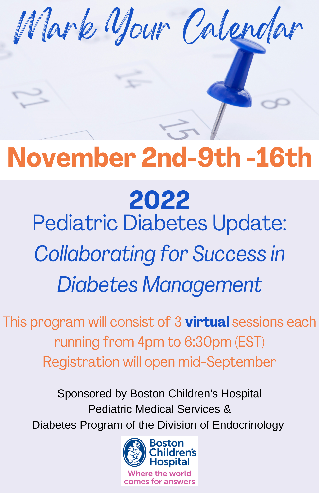 Save the Date poster for the 2022 Diabetes conference.