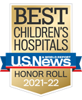 Best Children's Hospitals U.S. News & World Report Honor Roll 2021-22 badge.